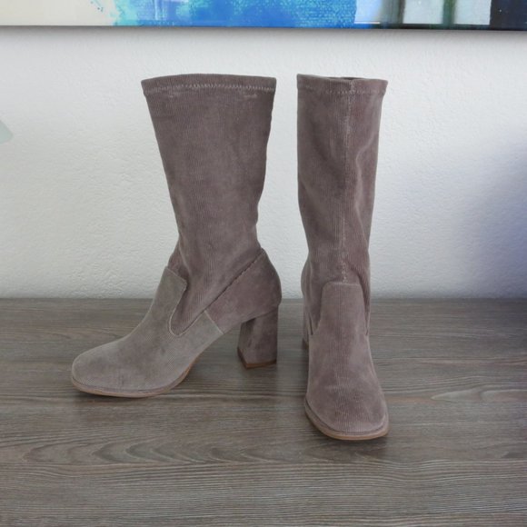 Sbicca Shoes - Near New Sbicca Grey Corduroy Block Heel Boots Vintage Type Heel 7.5 Square Toe